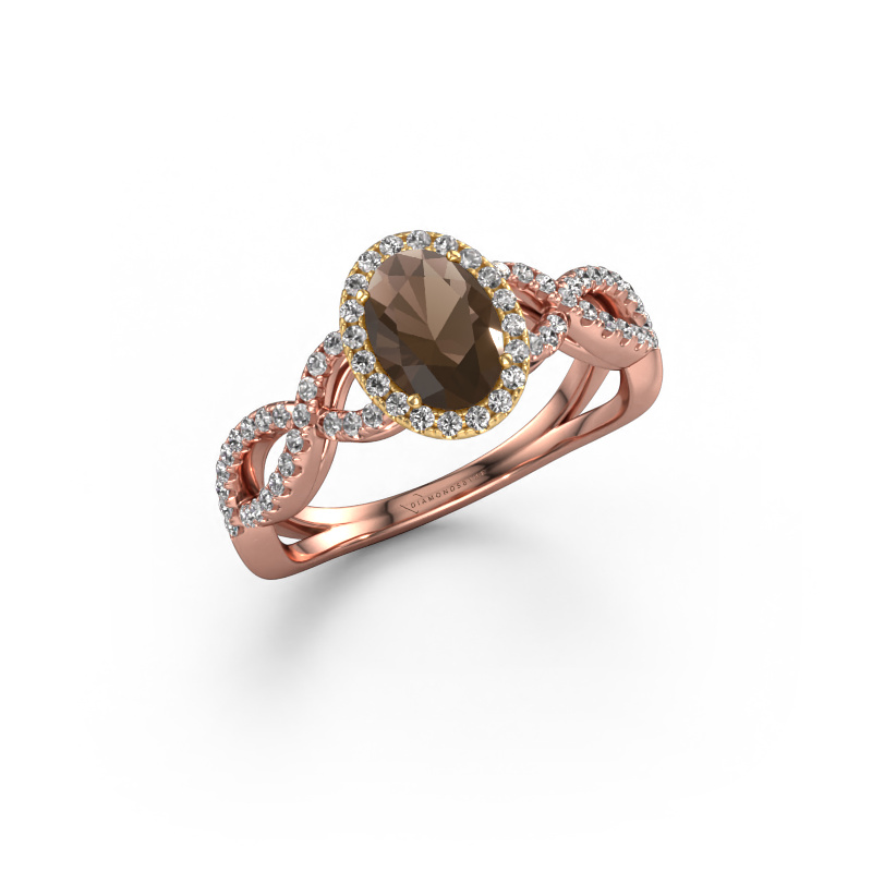 Image de Bague de fiançailles Dionne ovl 585 or rose Quartz fumé 7x5 mm