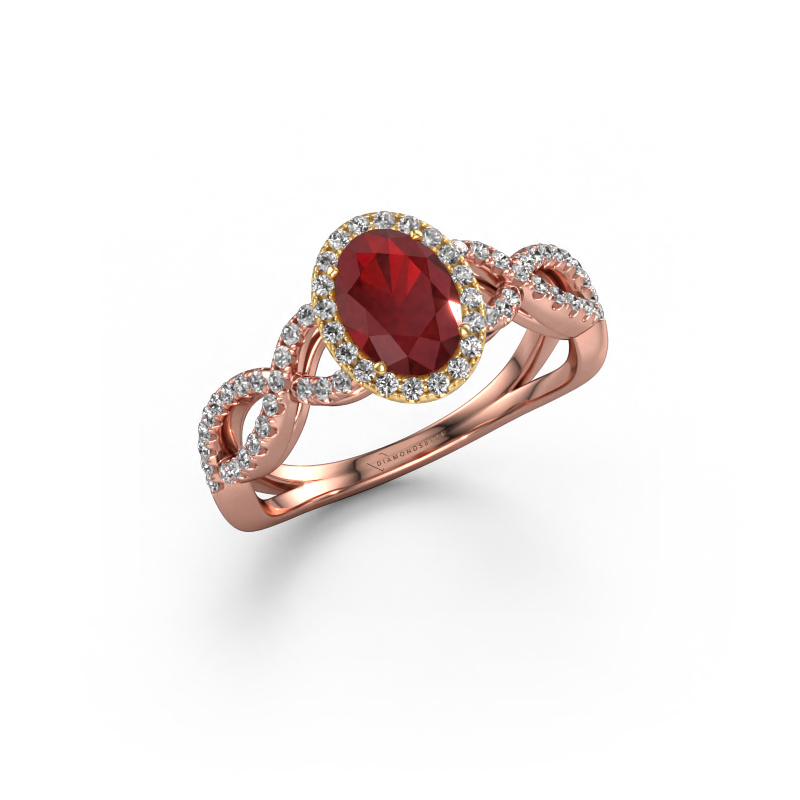 Image of Engagement ring Dionne ovl 585 rose gold Ruby 7x5 mm