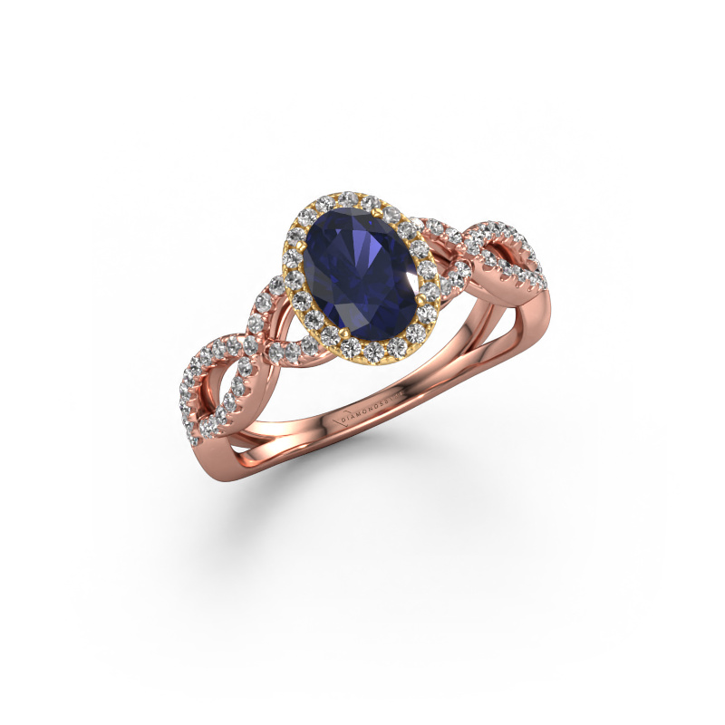 Image of Engagement ring Dionne ovl 585 rose gold Sapphire 7x5 mm