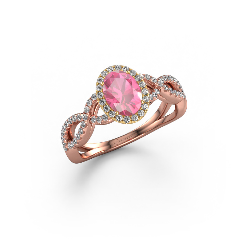 Image of Engagement ring Dionne ovl 585 rose gold Pink sapphire 7x5 mm