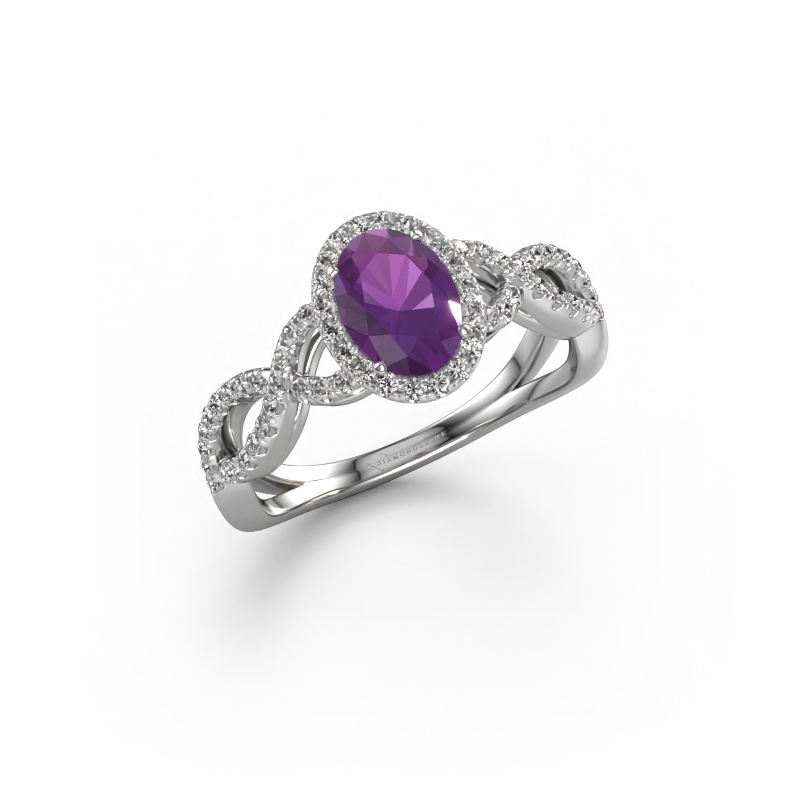 Image of Engagement ring Dionne ovl 950 platinum Amethyst 7x5 mm