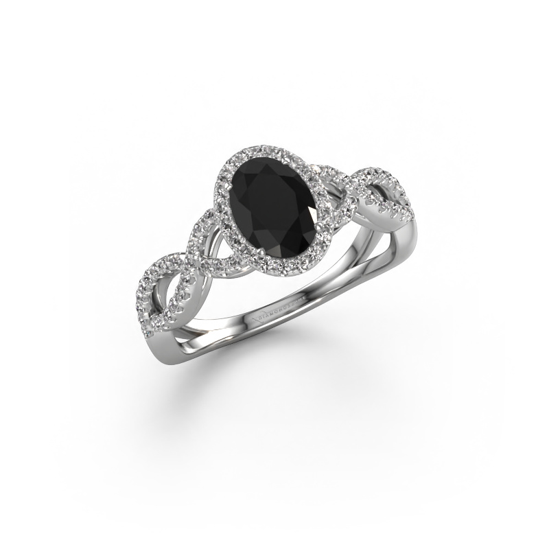 Image of Engagement ring Dionne ovl 950 platinum Black diamond 1.38 crt