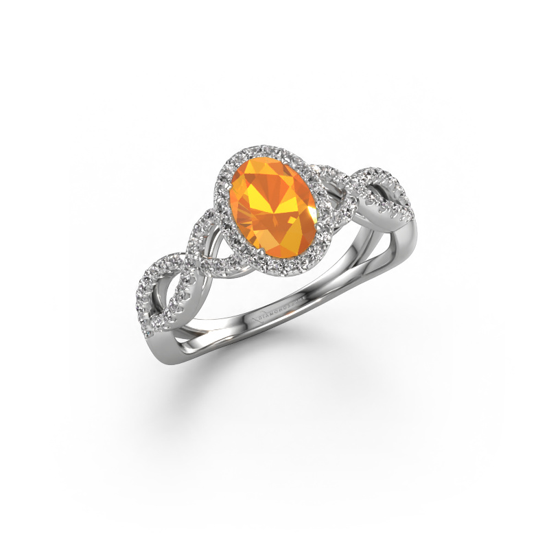 Image of Engagement ring Dionne ovl 950 platinum Citrin 7x5 mm