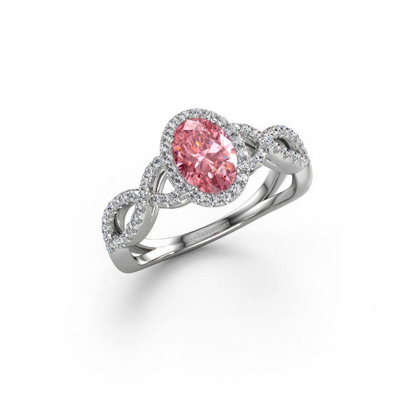 Image of Engagement ring Dionne ovl 950 platinum Pink lab grown diamond 7x5 mm