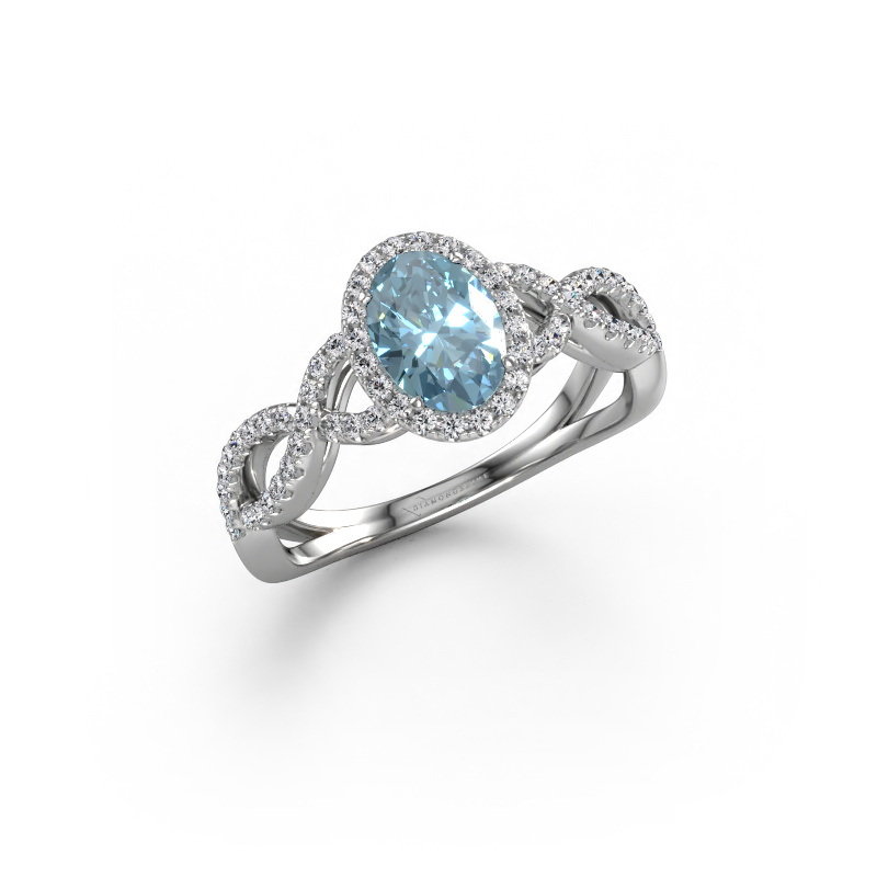 Image de Bague de fiançailles Dionne ovl 950 platine Diamant synthétique bleu 7x5 mm
