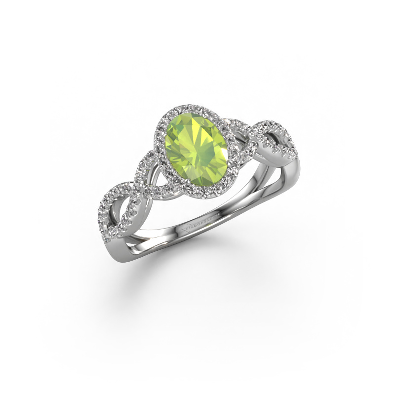 Image of Engagement ring Dionne ovl 950 platinum Peridot 7x5 mm
