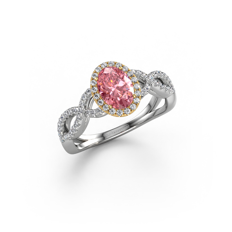 Afbeelding van Verlovingsring Dionne ovl 585 Witgoud Roze lab grown diamant 7x5 mm