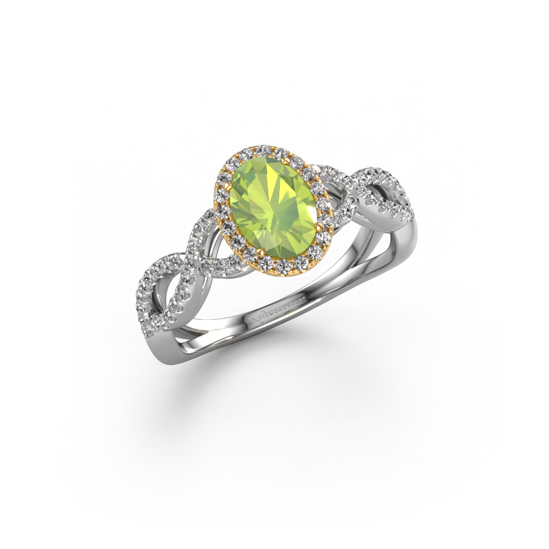 Image of Engagement ring Dionne ovl 585 white gold Peridot 7x5 mm