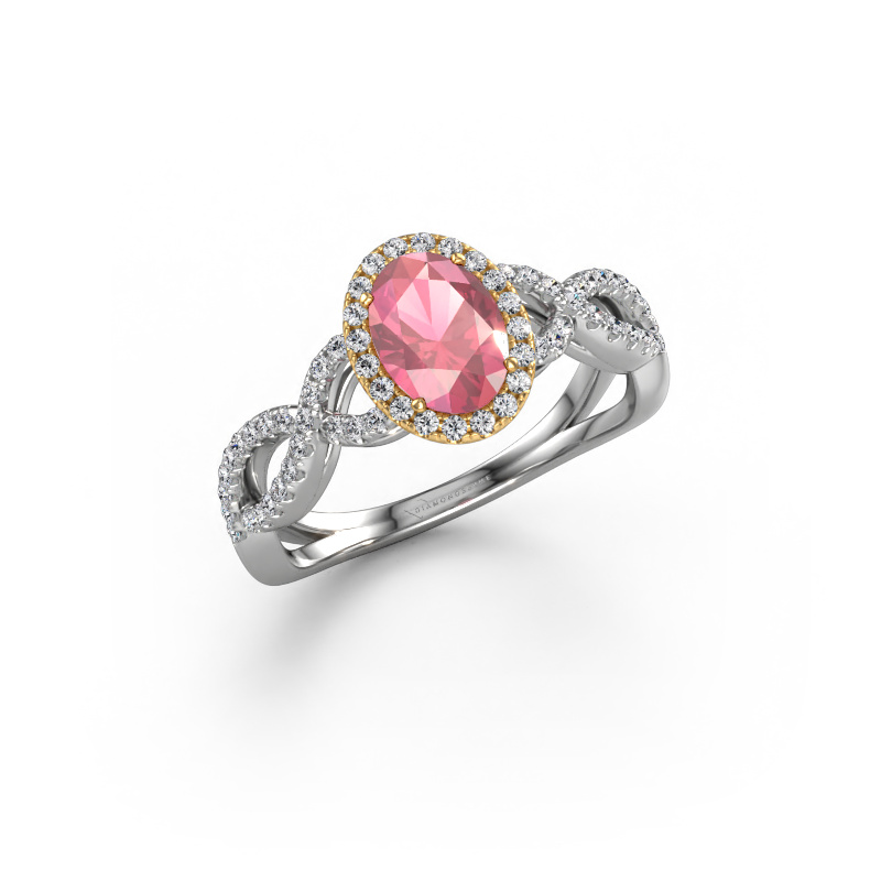Image of Engagement ring Dionne ovl 585 white gold Tourmaline pink 7x5 mm