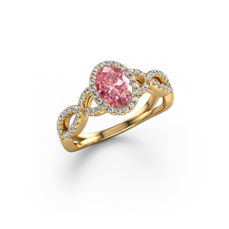 Image of Engagement ring Dionne ovl 585 gold Pink lab grown diamond 7x5 mm