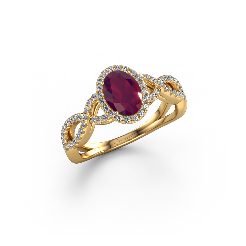 Image of Engagement ring Dionne ovl 585 gold Rhodolite 7x5 mm
