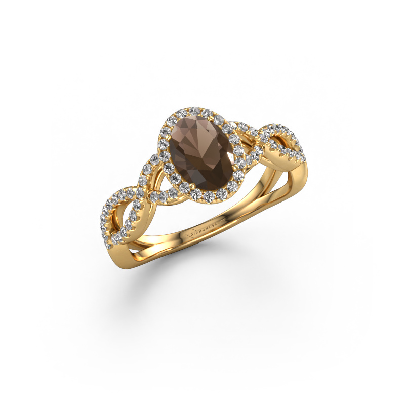 Image of Engagement ring Dionne ovl 585 gold Smokey quartz 7x5 mm