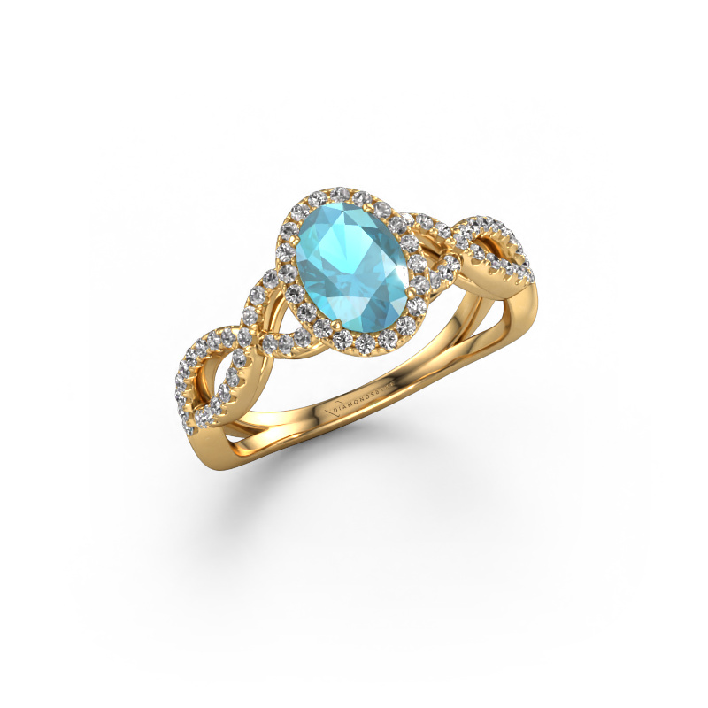 Bild von Verlobungsring Dionne ovl 585 Gold Blau Topas 7x5 mm