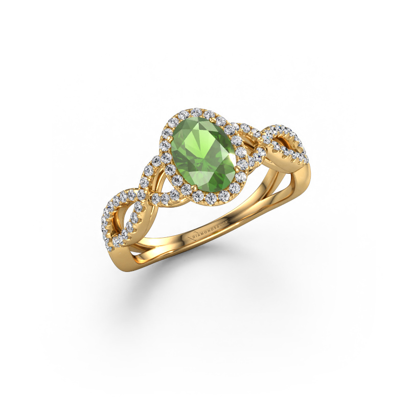 Afbeelding van Verlovingsring Dionne ovl 585 Goud Toermalijn groen 7x5 mm