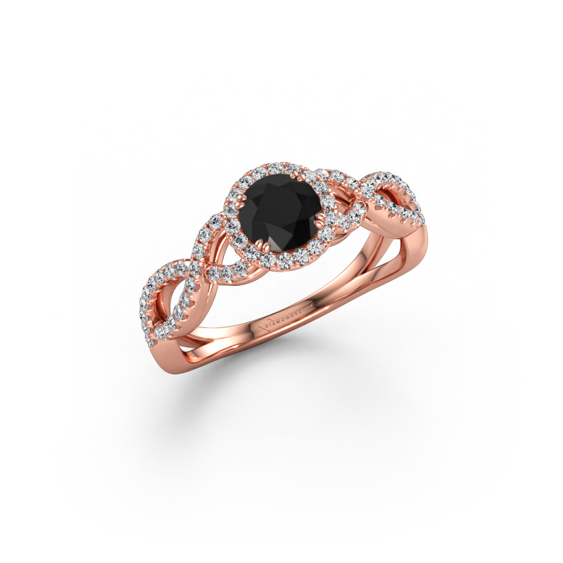 Immagine di Anello di fidanzamento Dionne rnd 585 oro rosa Diamante nero 0.920 crt