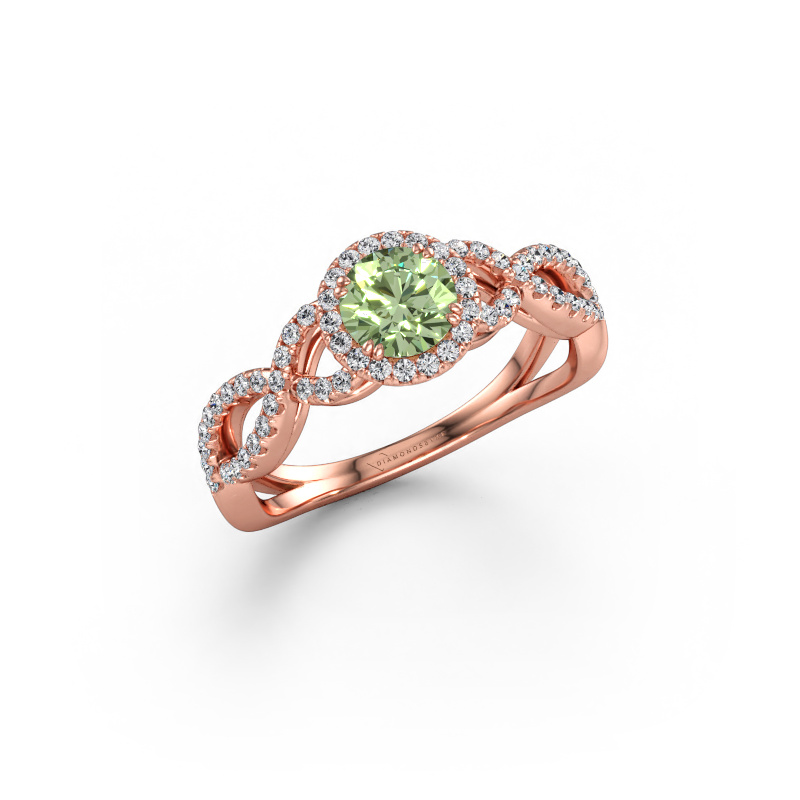 Bild av Förlovningsring Dionne rnd 585 roséguld Grön labbodlad diamant 5 mm