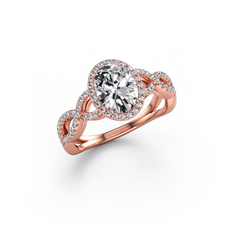Immagine di Anello di fidanzamento Dionne ovl 585 oro rosa Diamante lab grown 1.46 crt