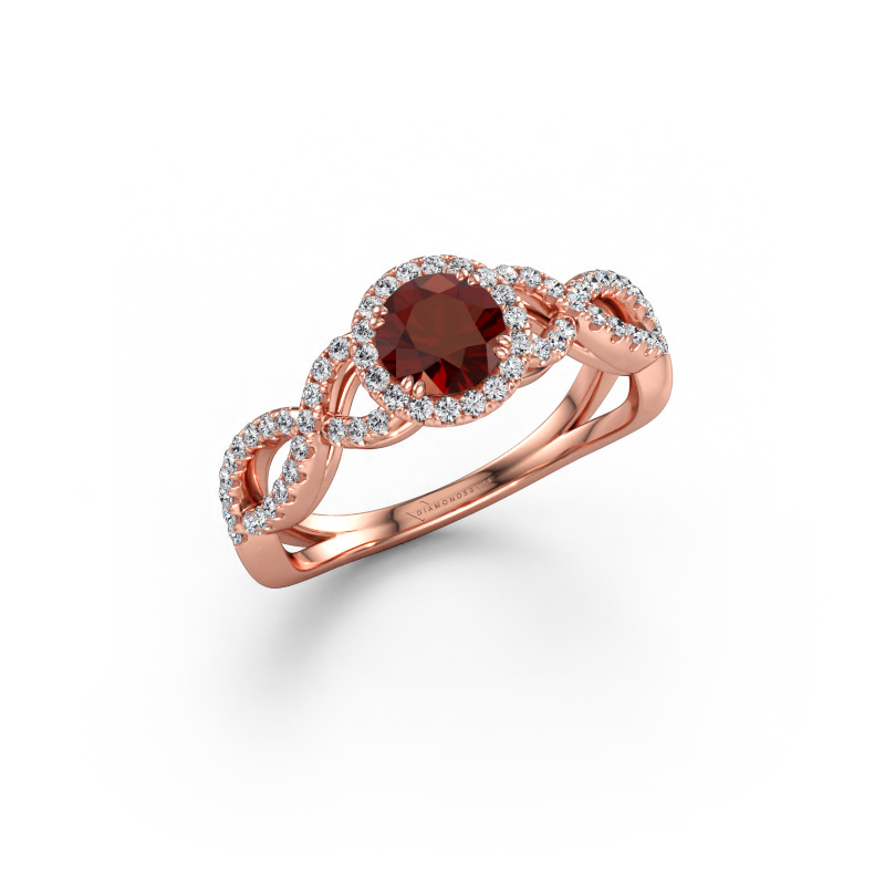 Bild av Förlovningsring Dionne rnd 585 roséguld Granat 5 mm
