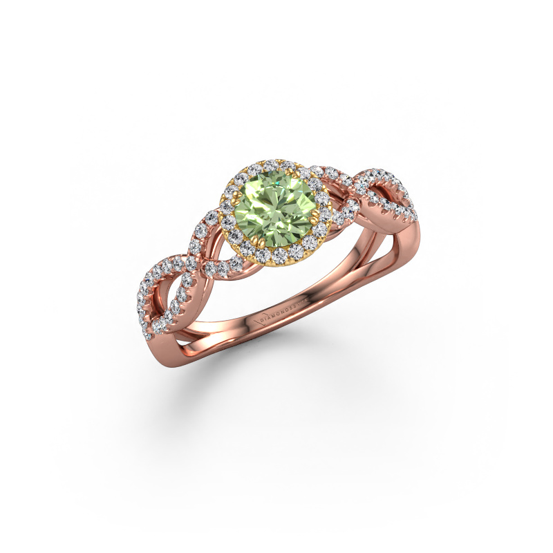 Image of Engagement ring Dionne rnd 585 rose gold Green lab grown diamond 5 mm