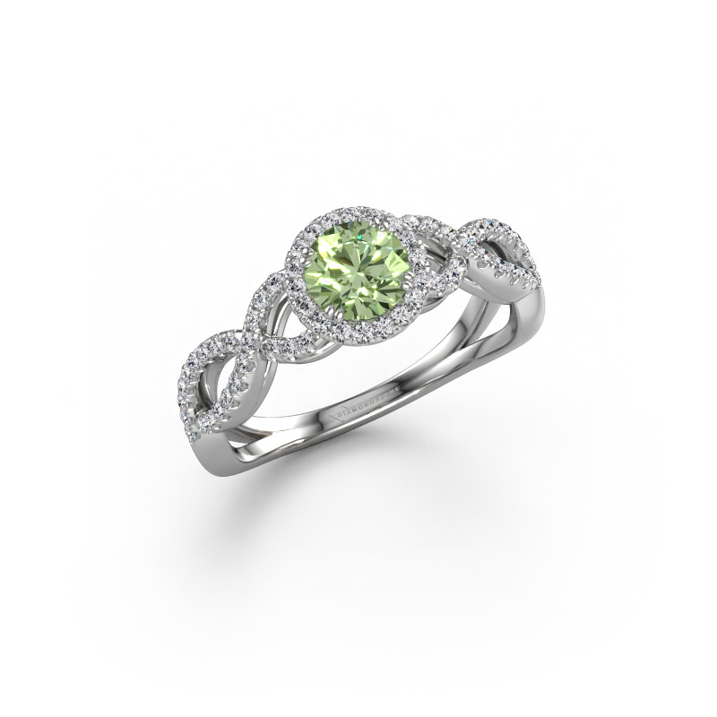 Image de Bague de fiançailles Dionne rnd 950 platine Diamants synthétiques vert 5 mm