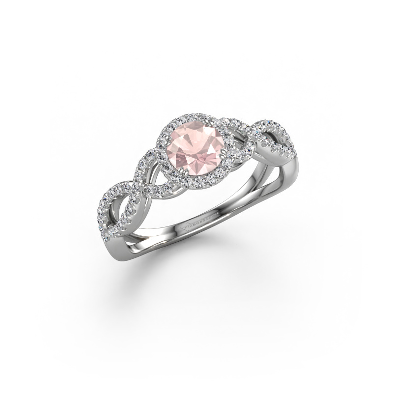 Image of Engagement ring Dionne rnd 950 platinum Morganite champagne 5 mm