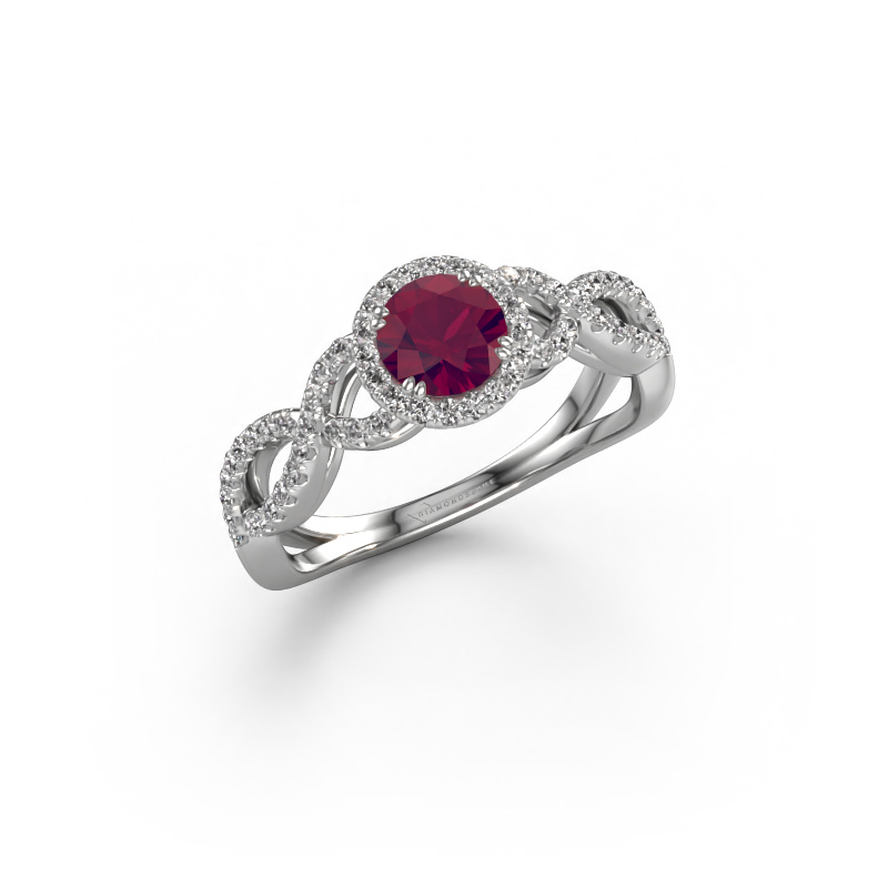 Image of Engagement ring Dionne rnd 950 platinum Rhodolite 5 mm