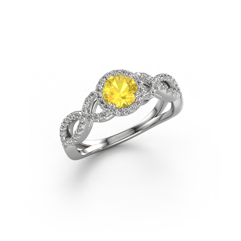 Image of Engagement ring Dionne rnd 950 platinum Yellow sapphire 5 mm