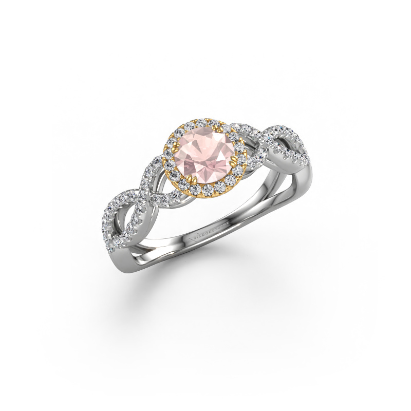 Bild von Verlobungsring Dionne rnd 585 Weißgold Morganit Champagner 5 mm