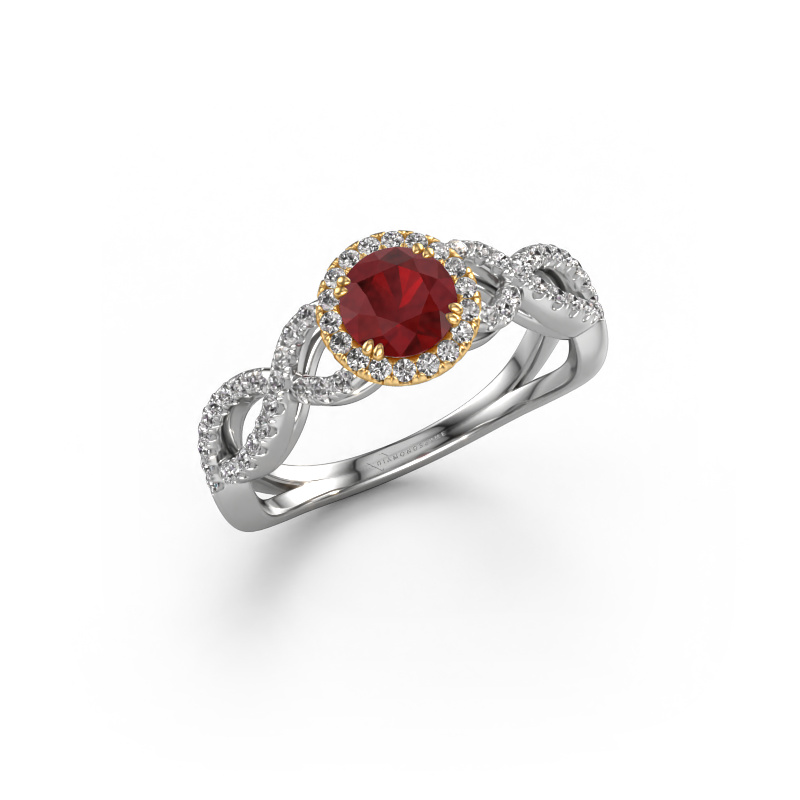 Image of Engagement ring Dionne rnd 585 white gold Ruby 5 mm