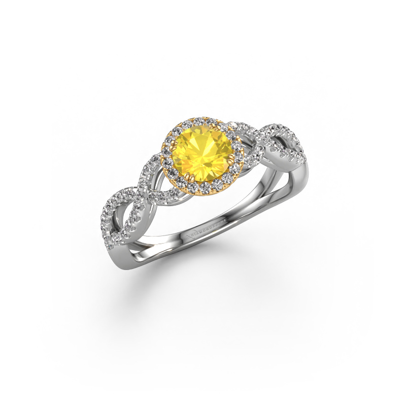 Image of Engagement ring Dionne rnd 585 white gold Yellow sapphire 5 mm