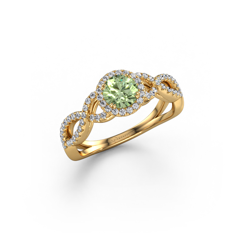 Image of Engagement ring Dionne rnd 585 gold Green lab grown diamond 5 mm