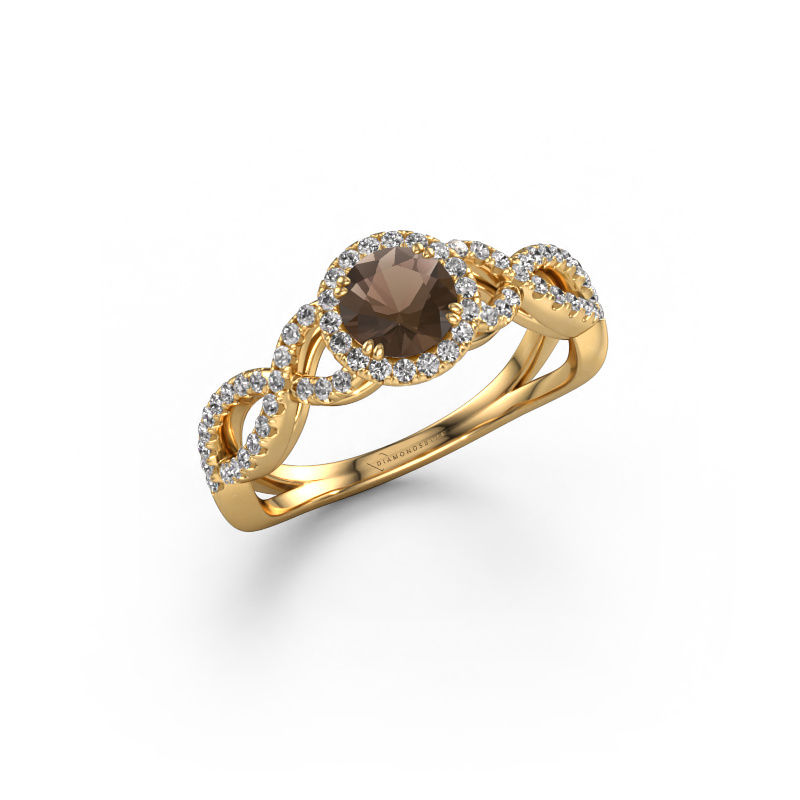 Image of Engagement ring Dionne rnd 585 gold Smokey quartz 5 mm