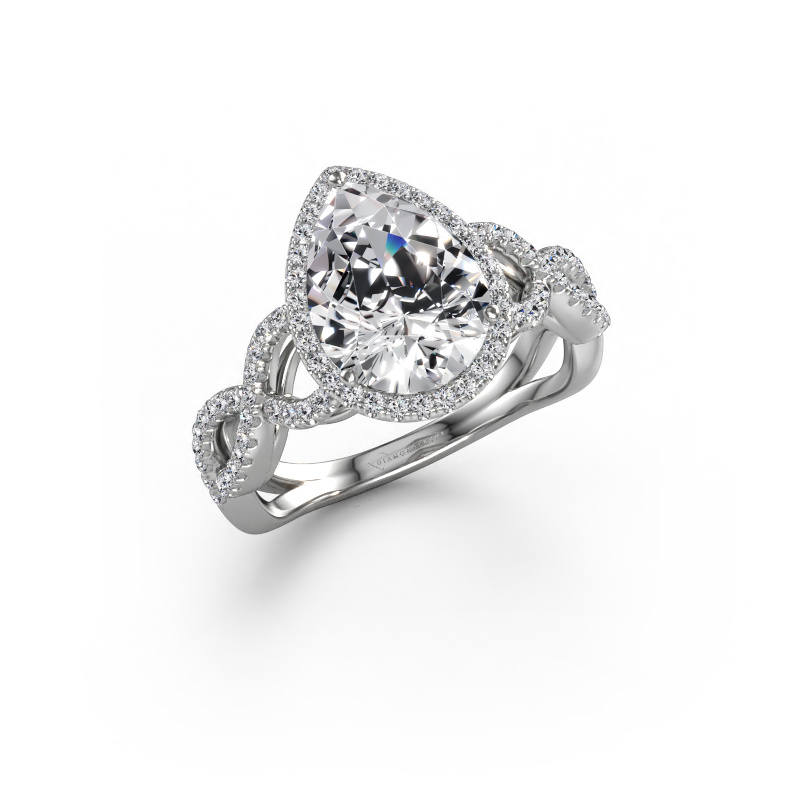 Image de Bague de fiançailles Dionne pear 950 platine Diamant synthétique 2.51 crt