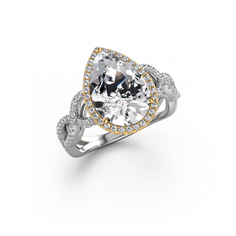 Image de Bague de fiançailles Dionne pear 585 or blanc Diamant synthétique 3.42 crt