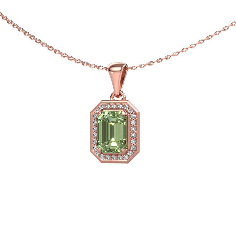 Image of Pendant Dodie 585 rose gold Green lab grown diamond 8x6 mm