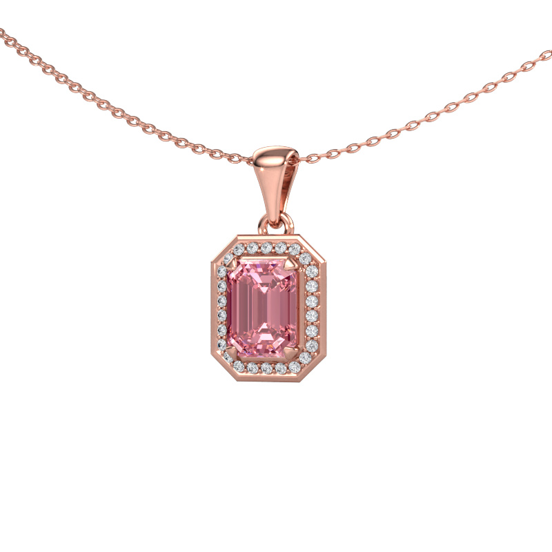 Image of Pendant Dodie 585 rose gold Pink lab grown diamond 8x6 mm