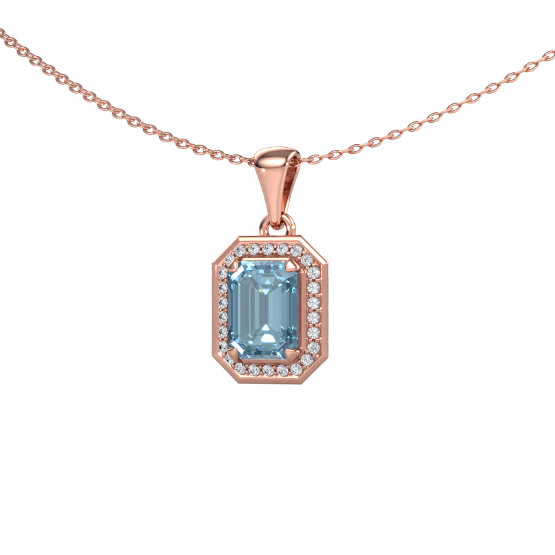 Image of Pendant Dodie 585 rose gold Blue lab grown diamond 8x6 mm