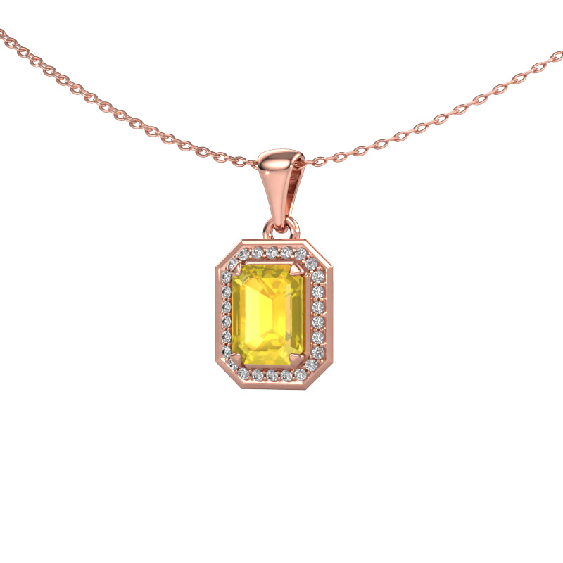 Image de Pendentif Dodie 585 or rose Saphir jaune 8x6 mm