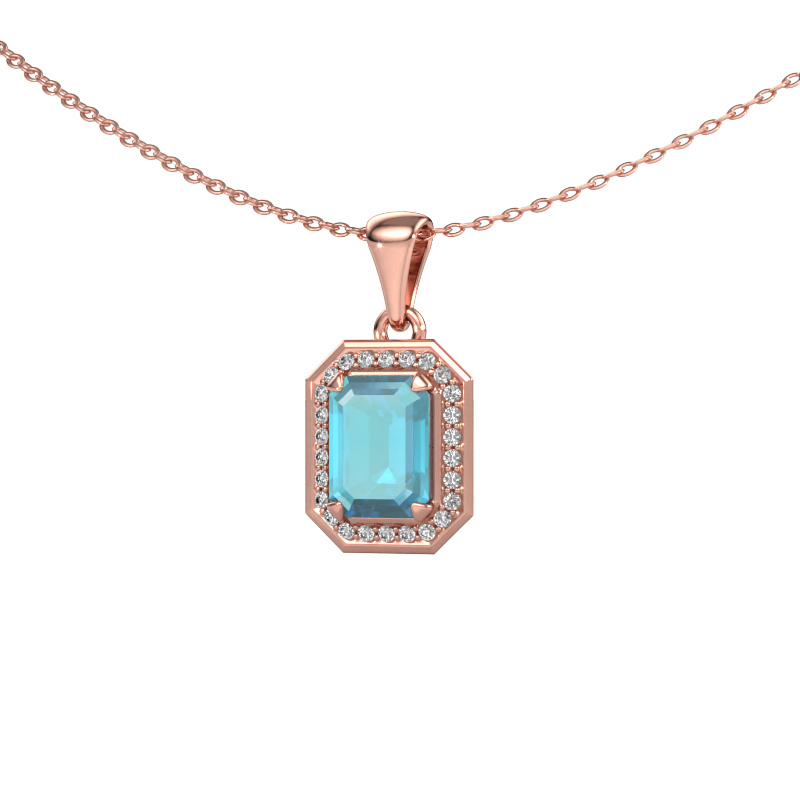 Image of Pendant Dodie 585 rose gold Blue topaz 8x6 mm
