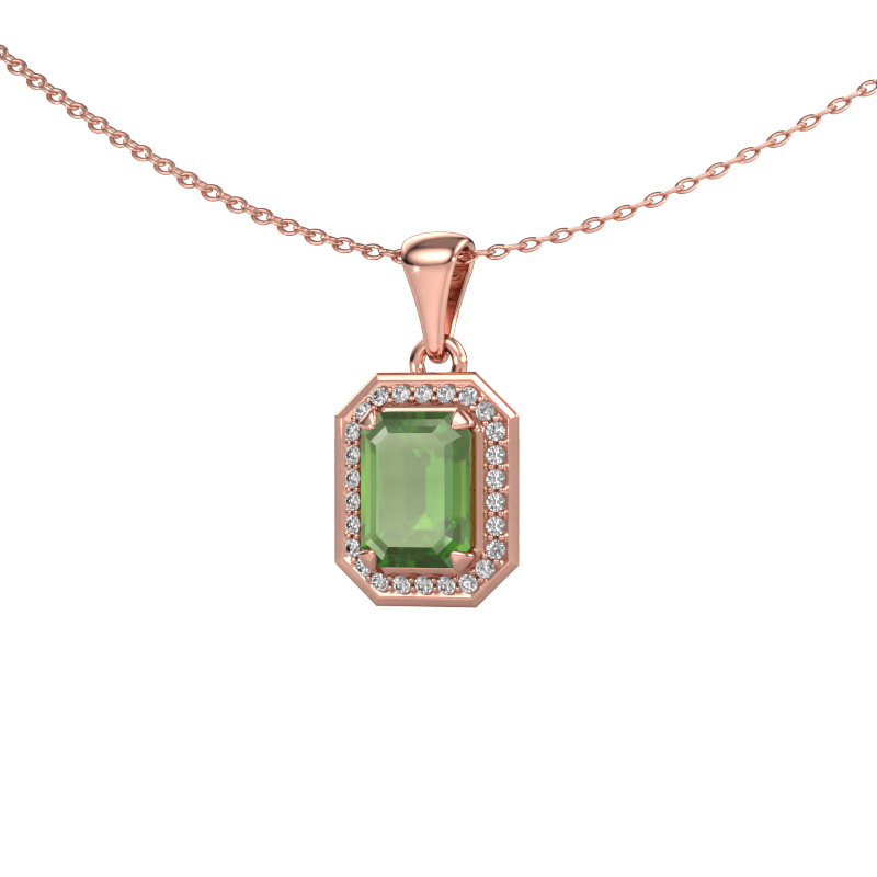 Image of Pendant Dodie 585 rose gold Tourmaline green 8x6 mm