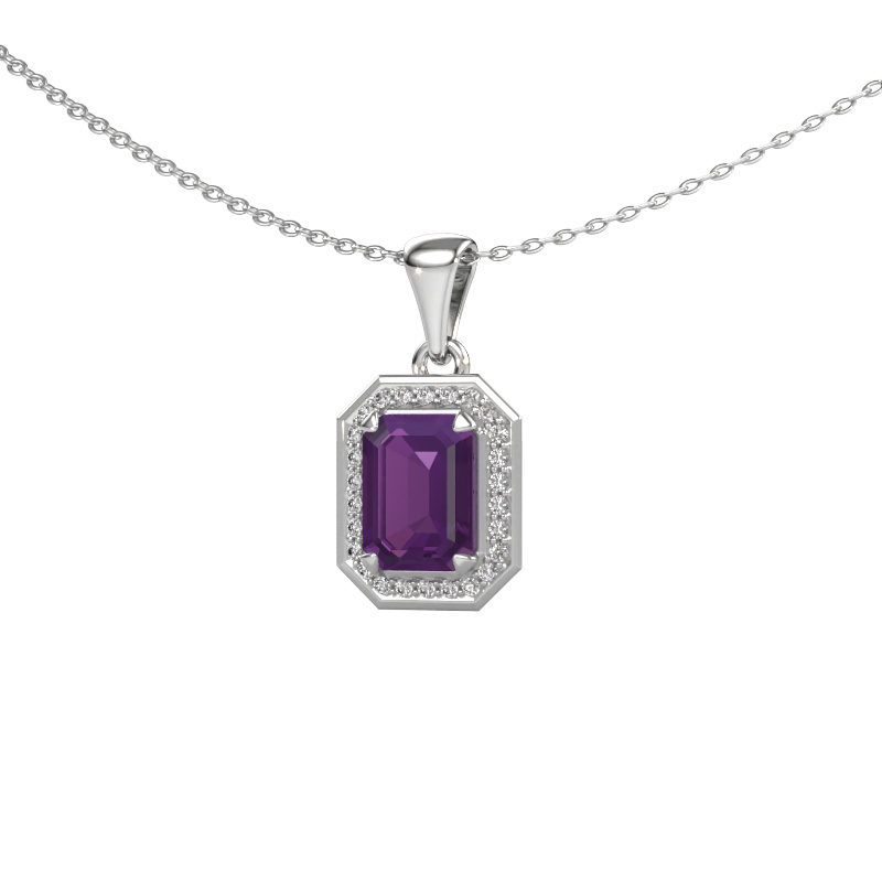 Image of Pendant Dodie 585 white gold Amethyst 8x6 mm
