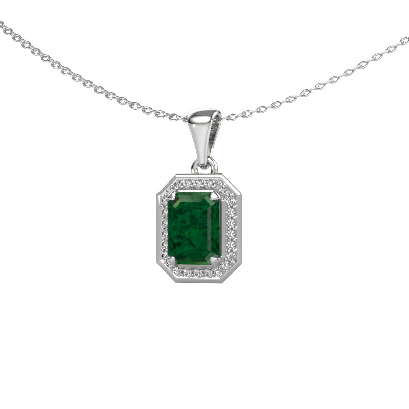Image of Pendant Dodie 585 white gold Emerald 8x6 mm