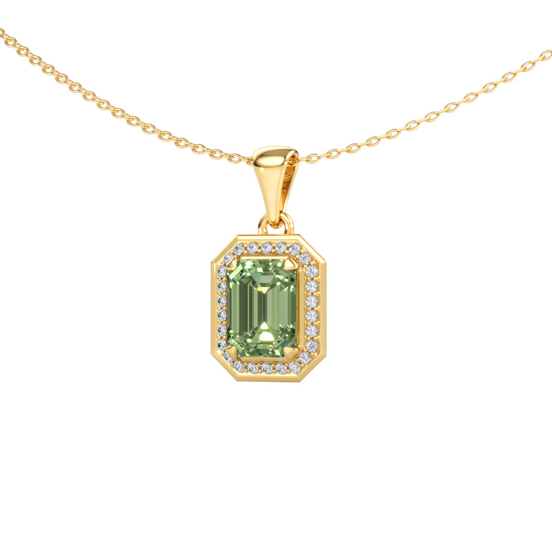Bild av Hänge Dodie 585 gult guld Grön labbodlad diamant 8x6 mm