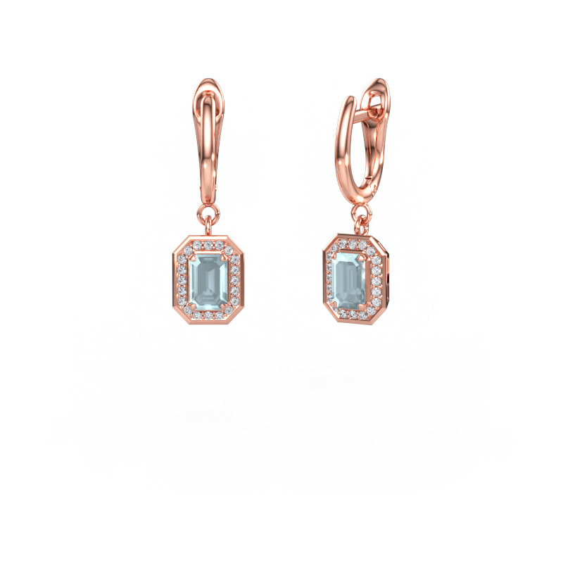 Image of Drop earrings Dodie 1 585 rose gold Aquamarine 6x4 mm