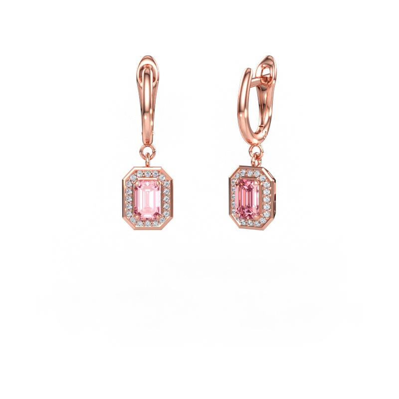 Bild av Hängande örhängen Dodie 1 585 roséguld Rosa labbodlad diamant 6x4 mm