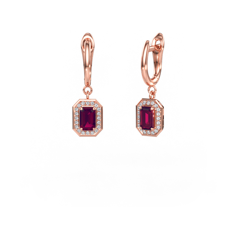 Bild av Hängande örhängen Dodie 1 585 roséguld Rodolit 6x4 mm