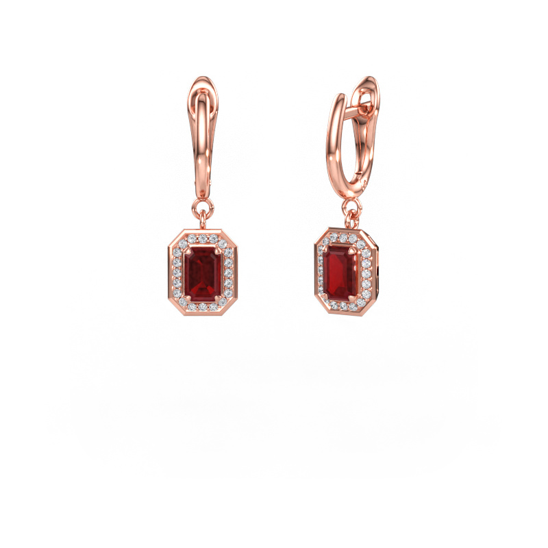 Immagine di Orecchini pendenti Dodie 1 585 oro rosa Rubino 6x4 mm