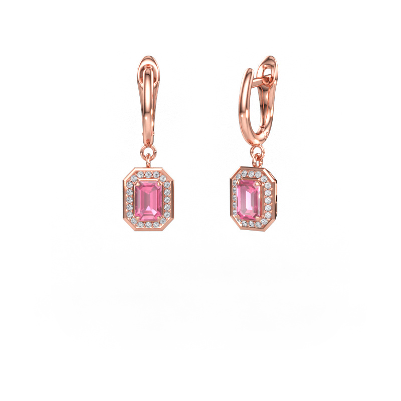 Bild av Hängande örhängen Dodie 1 585 roséguld Rosa safir 6x4 mm
