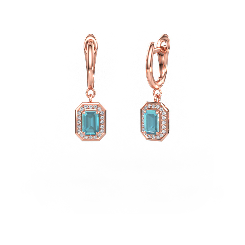 Bild av Hängande örhängen Dodie 1 585 roséguld Blå topas 6x4 mm