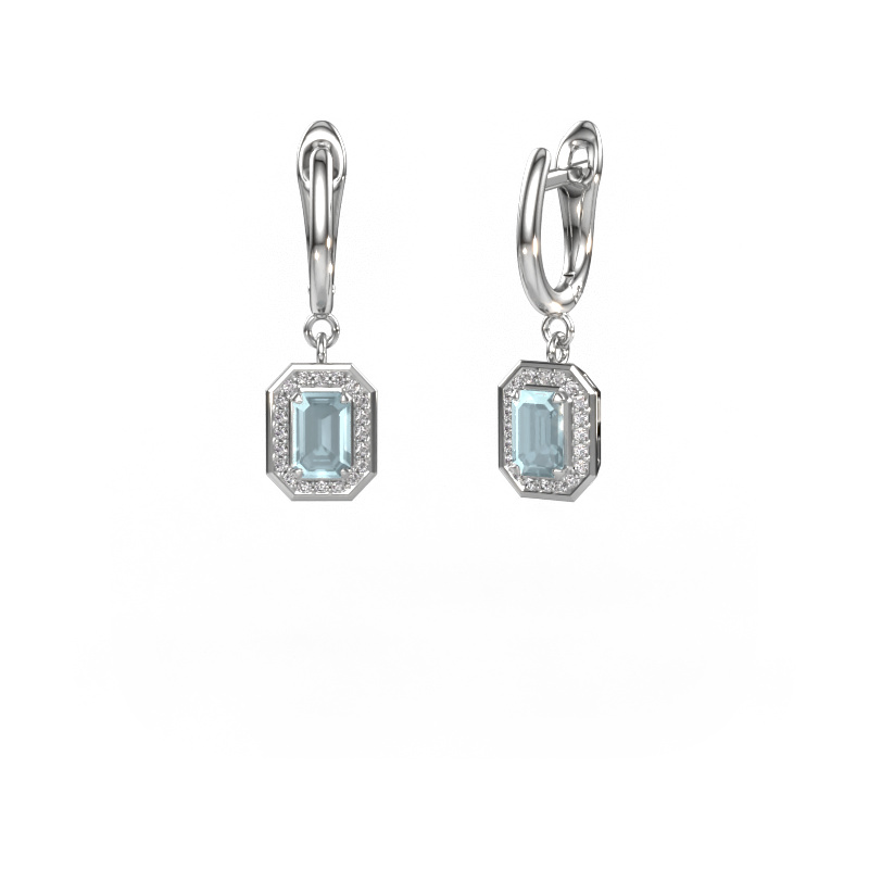 Image of Drop earrings Dodie 1 950 platinum Aquamarine 6x4 mm